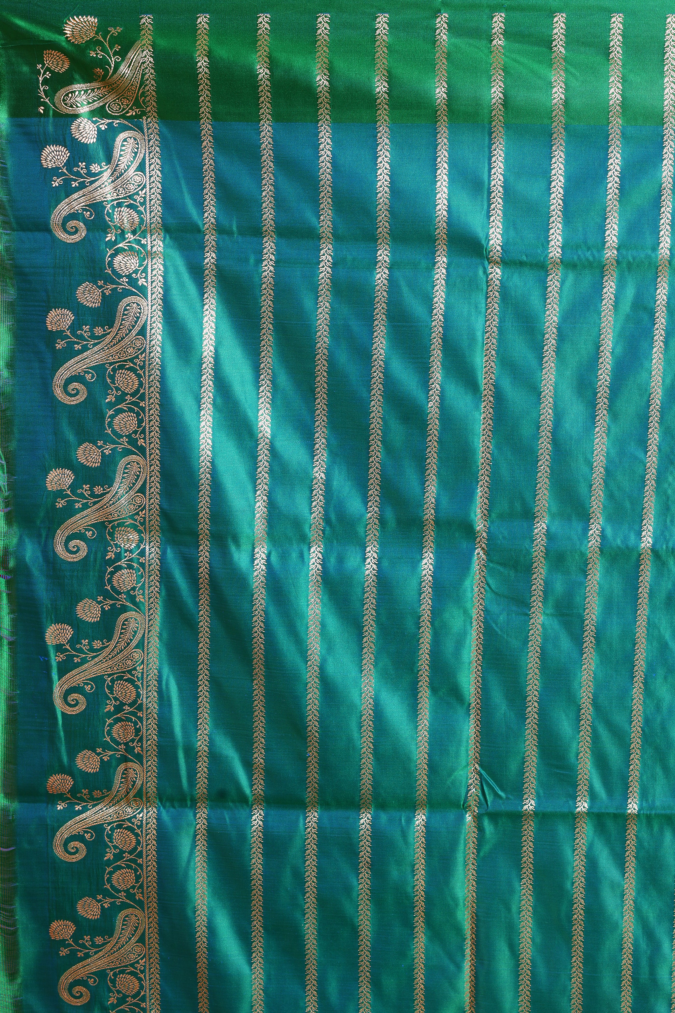 Green Blended Satin Silk Saree - Keya Seth Exclusive