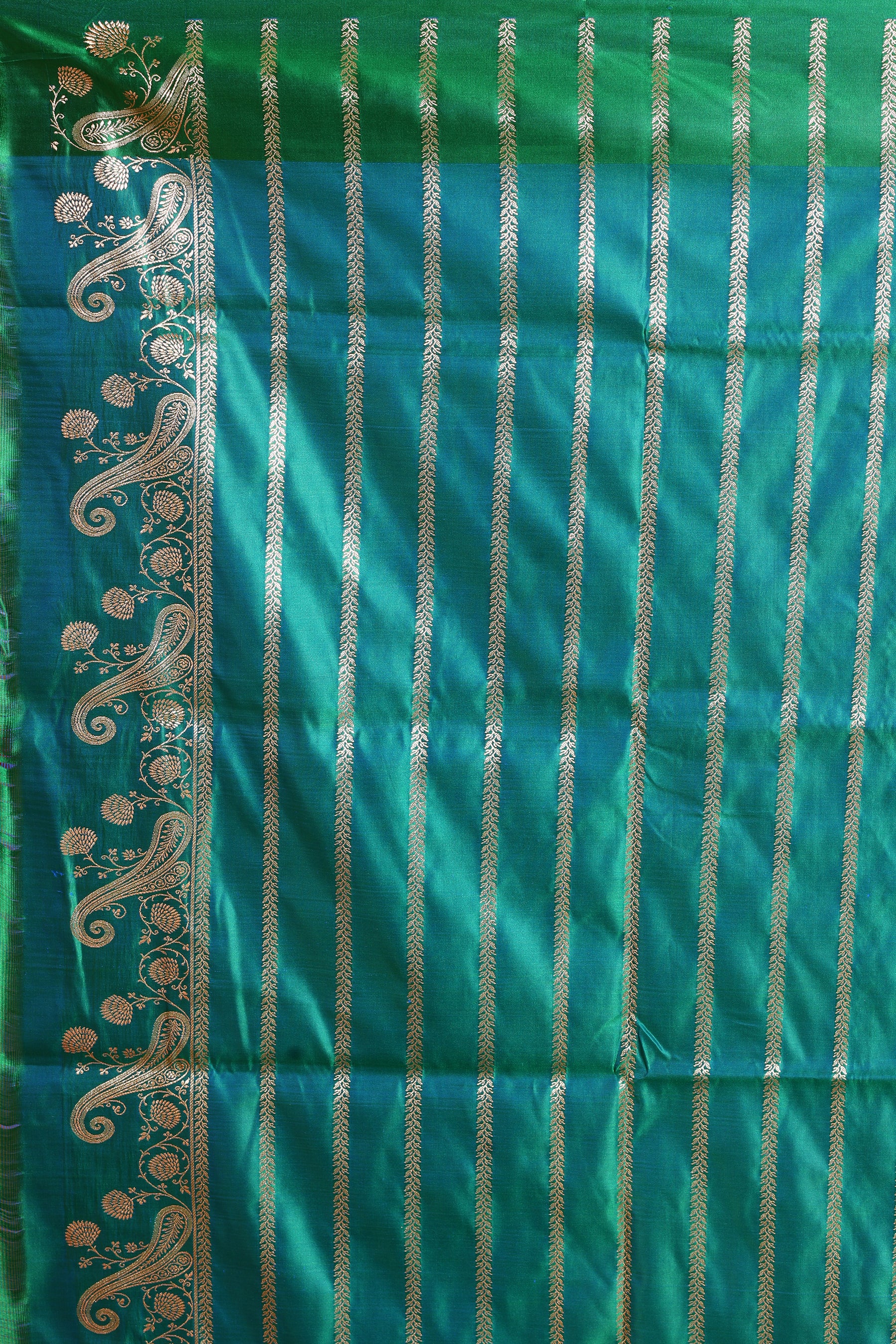 Green Blended Satin Silk Saree - Keya Seth Exclusive