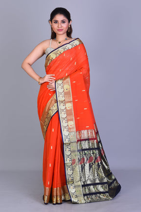 Rust Pattu Silk Saree with Blouse Piece - Keya Seth Exclusive