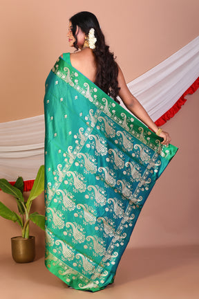 Green Blended Satin Silk Saree - Keya Seth Exclusive