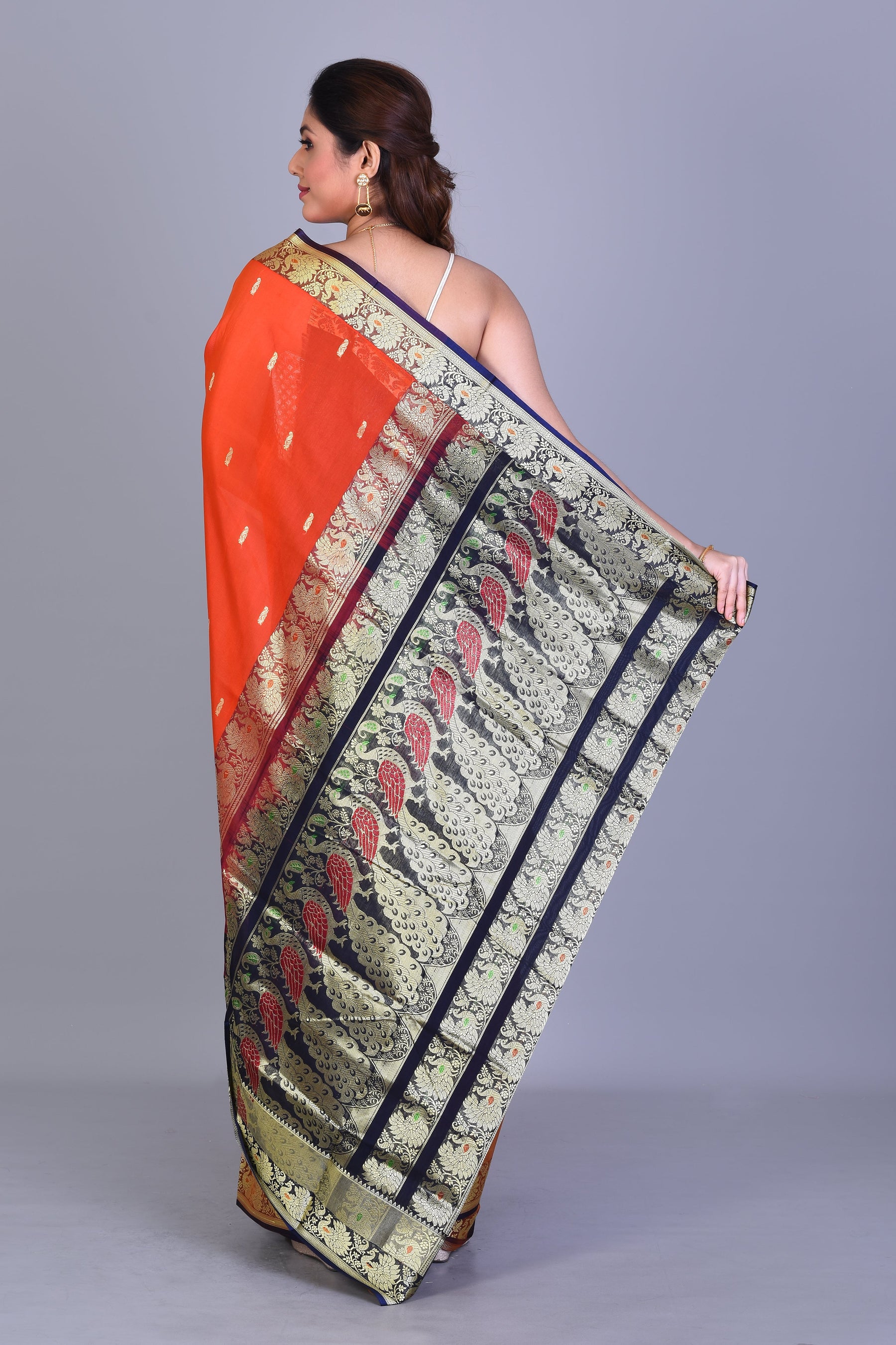 Rust Pattu Silk Saree with Blouse Piece - Keya Seth Exclusive