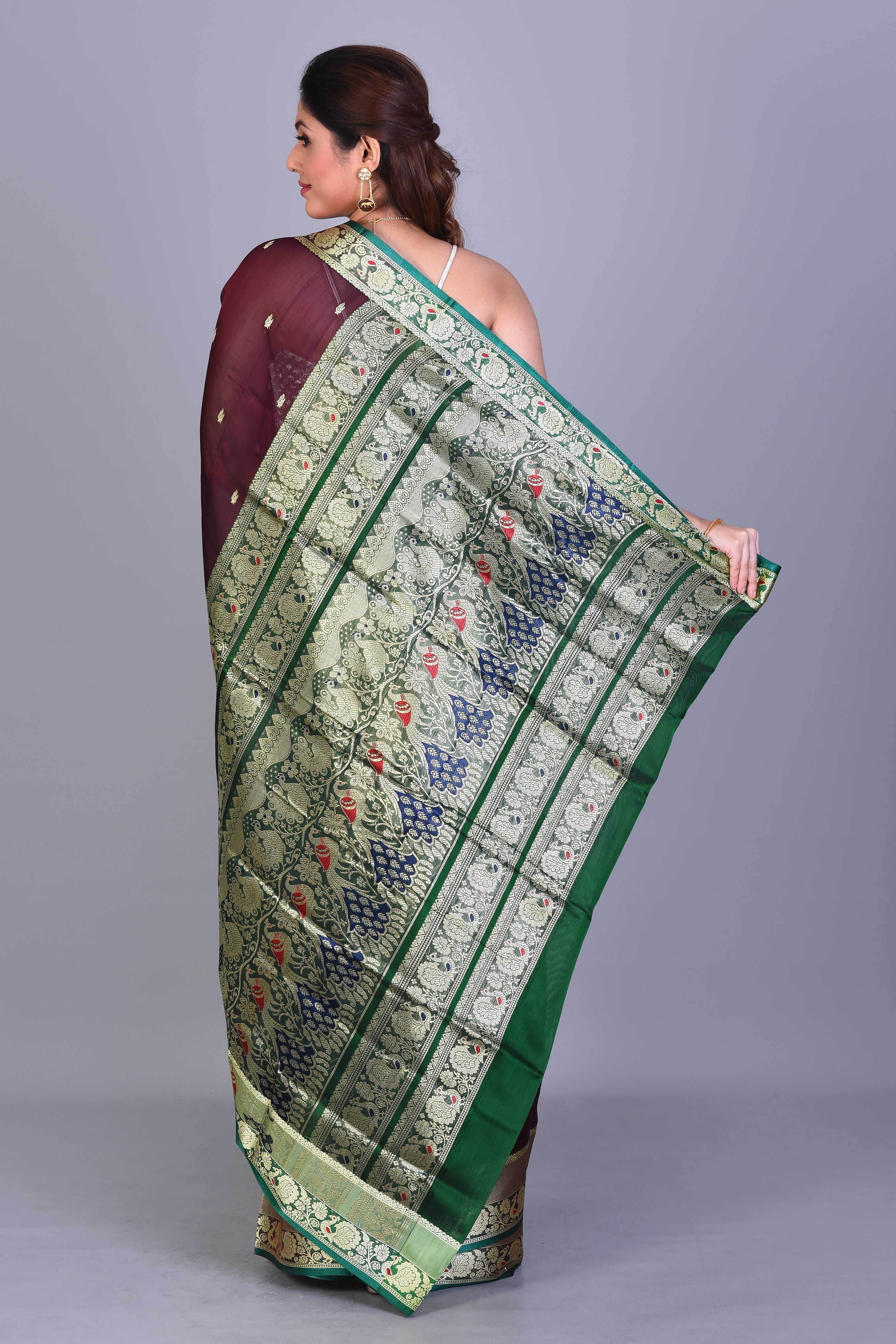 Wine Pattu Silk Saree with Blouse Piece - Keya Seth Exclusive