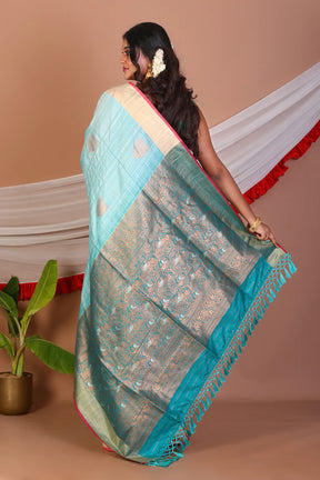 Sea Green Blended Tussar Saree - Keya Seth Exclusive
