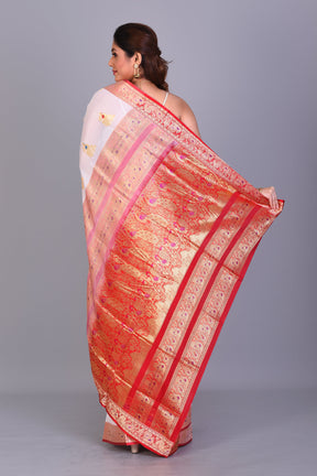 White Pattu Silk Saree with Blouse Piece - Keya Seth Exclusive