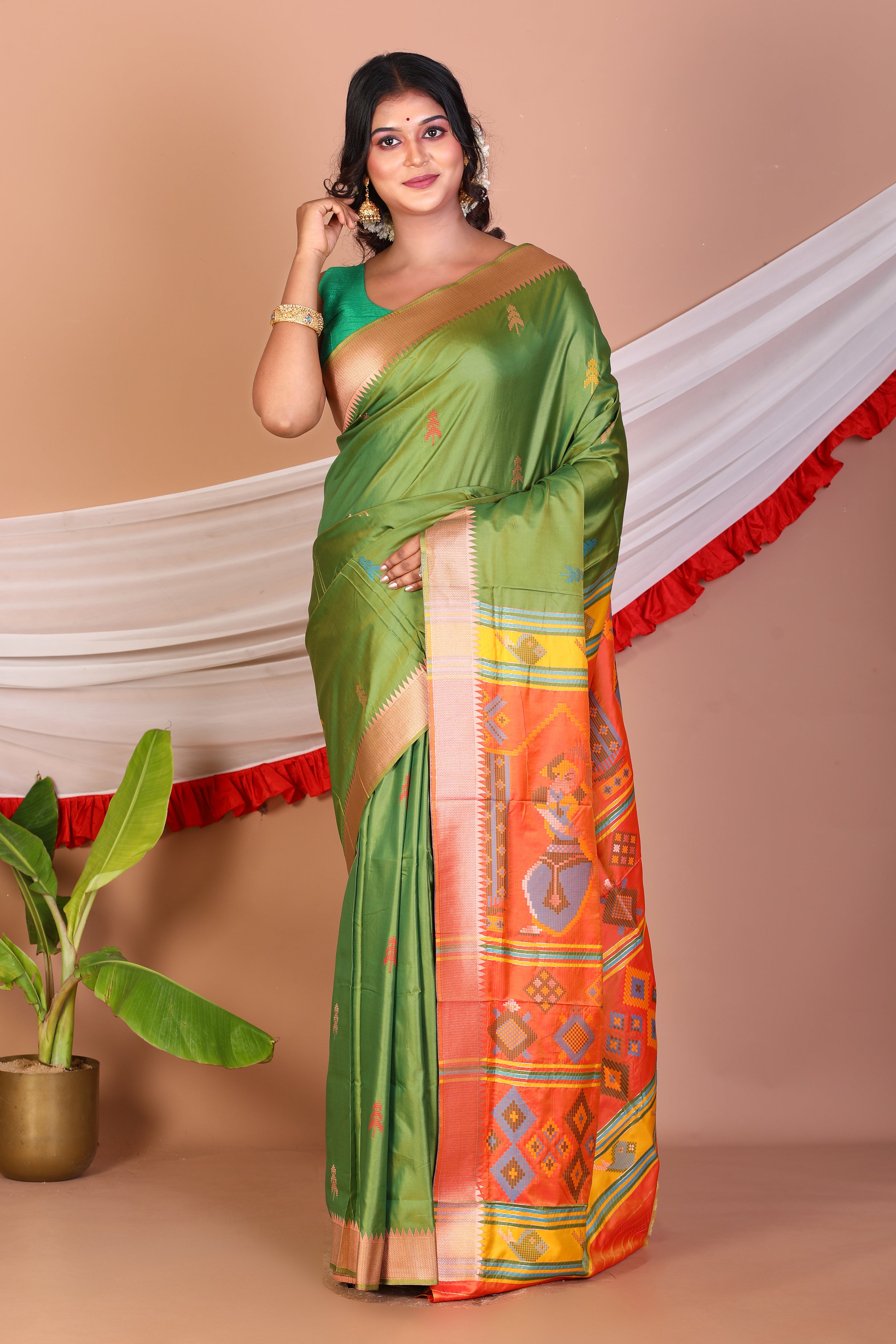 Green Blended Bangalore Silk Saree - Keya Seth Exclusive
