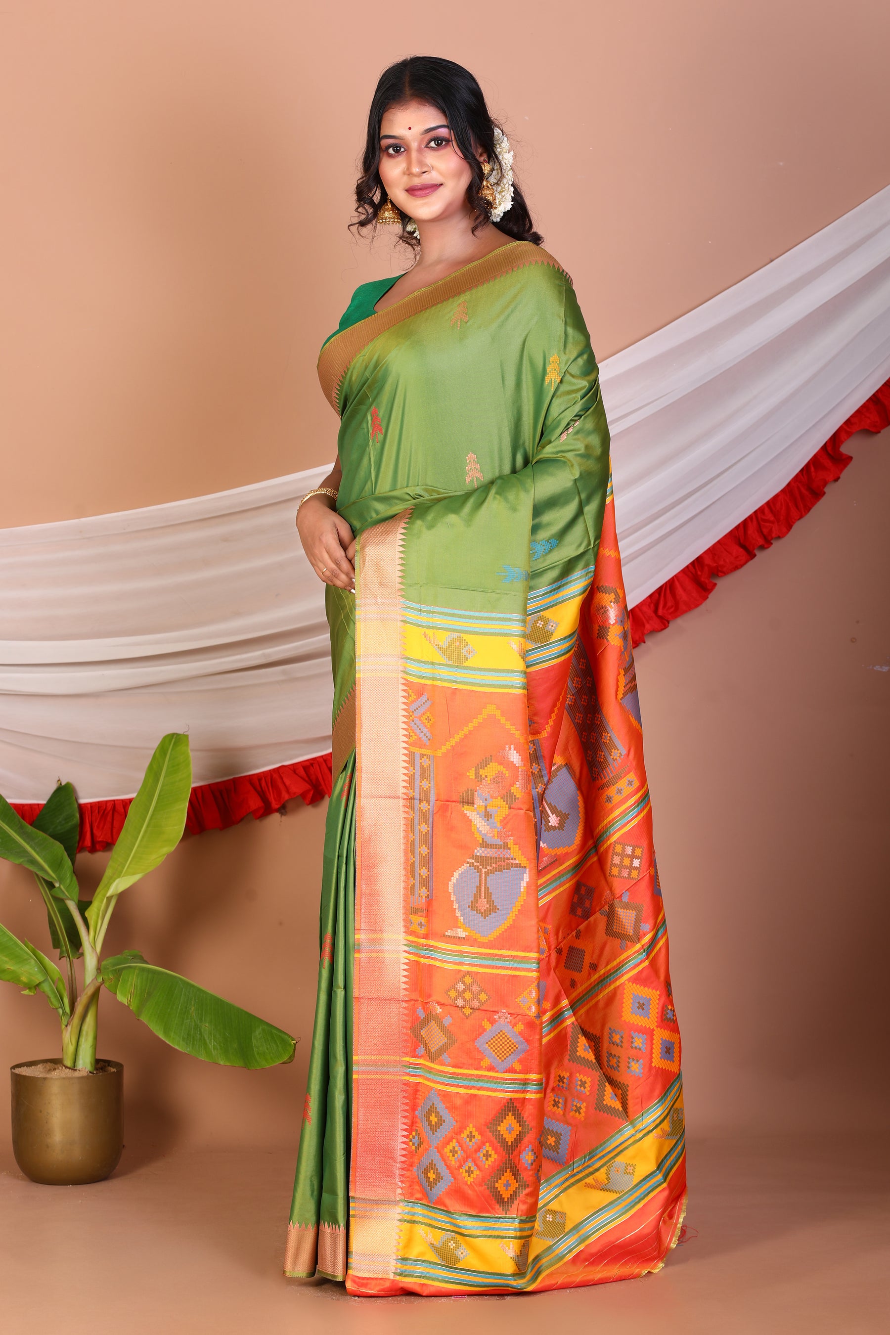 Green Blended Bangalore Silk Saree - Keya Seth Exclusive