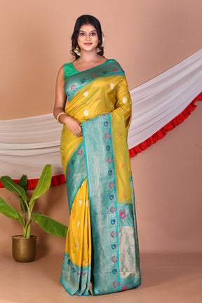 Olive Green Blended Tissue Saree - Keya Seth Exclusive