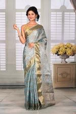 Load image into Gallery viewer, Pastel Blue Crushed Tissue Saree - Keya Seth Exclusive
