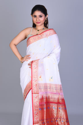 White Pattu Silk Saree with Blouse Piece - Keya Seth Exclusive