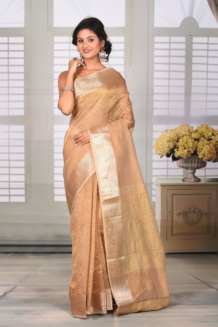 Golden Crushed Tissue Saree - Keya Seth Exclusive