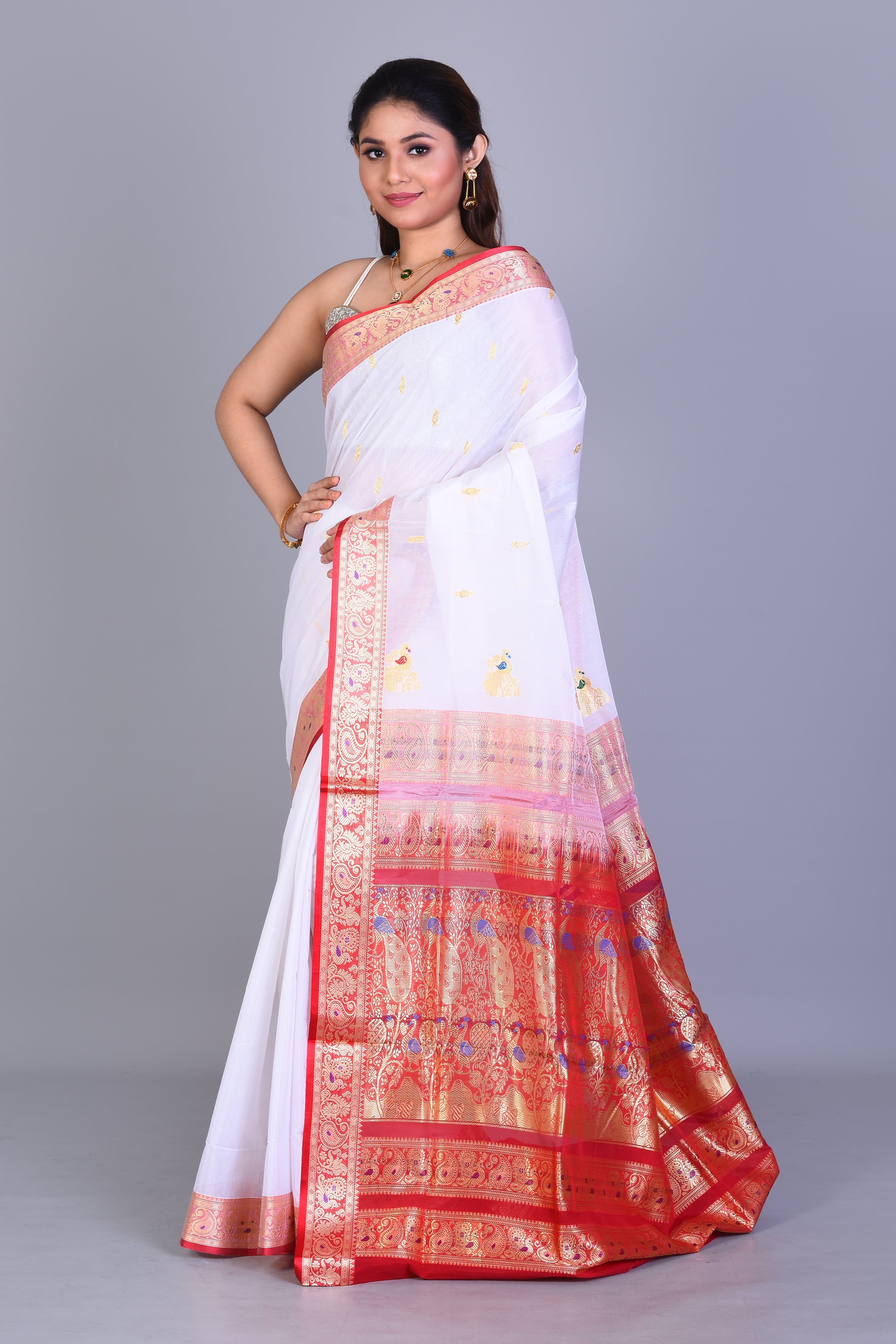 White Pattu Silk Saree with Blouse Piece - Keya Seth Exclusive