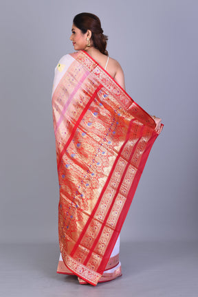 White Pattu Silk Saree with Blouse Piece - Keya Seth Exclusive