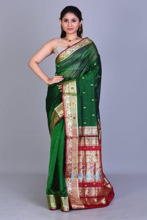 Bottle Green Pattu Silk Saree with Blouse Piece - Keya Seth Exclusive