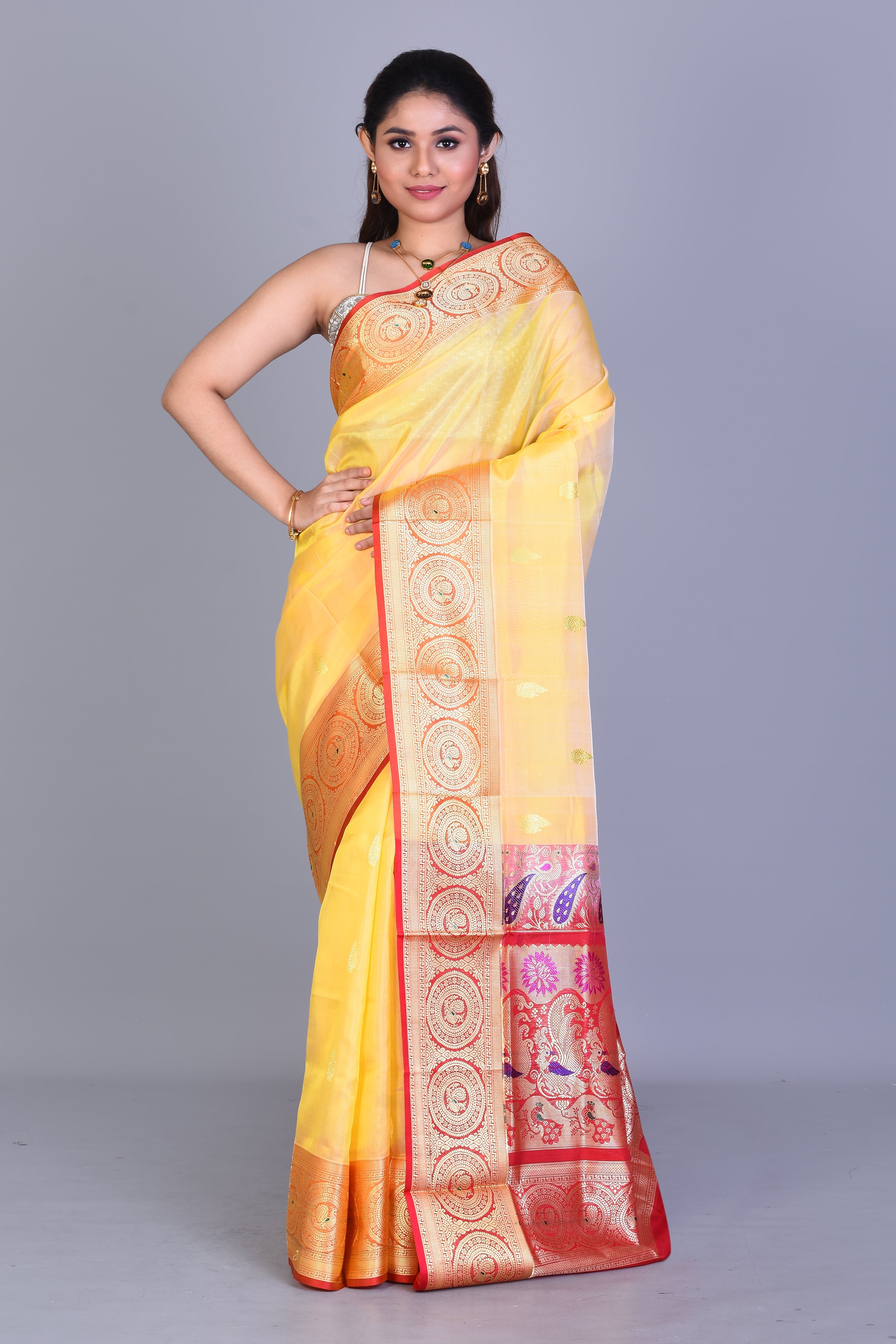 Yellow Pattu Silk Saree with Blouse Piece - Keya Seth Exclusive