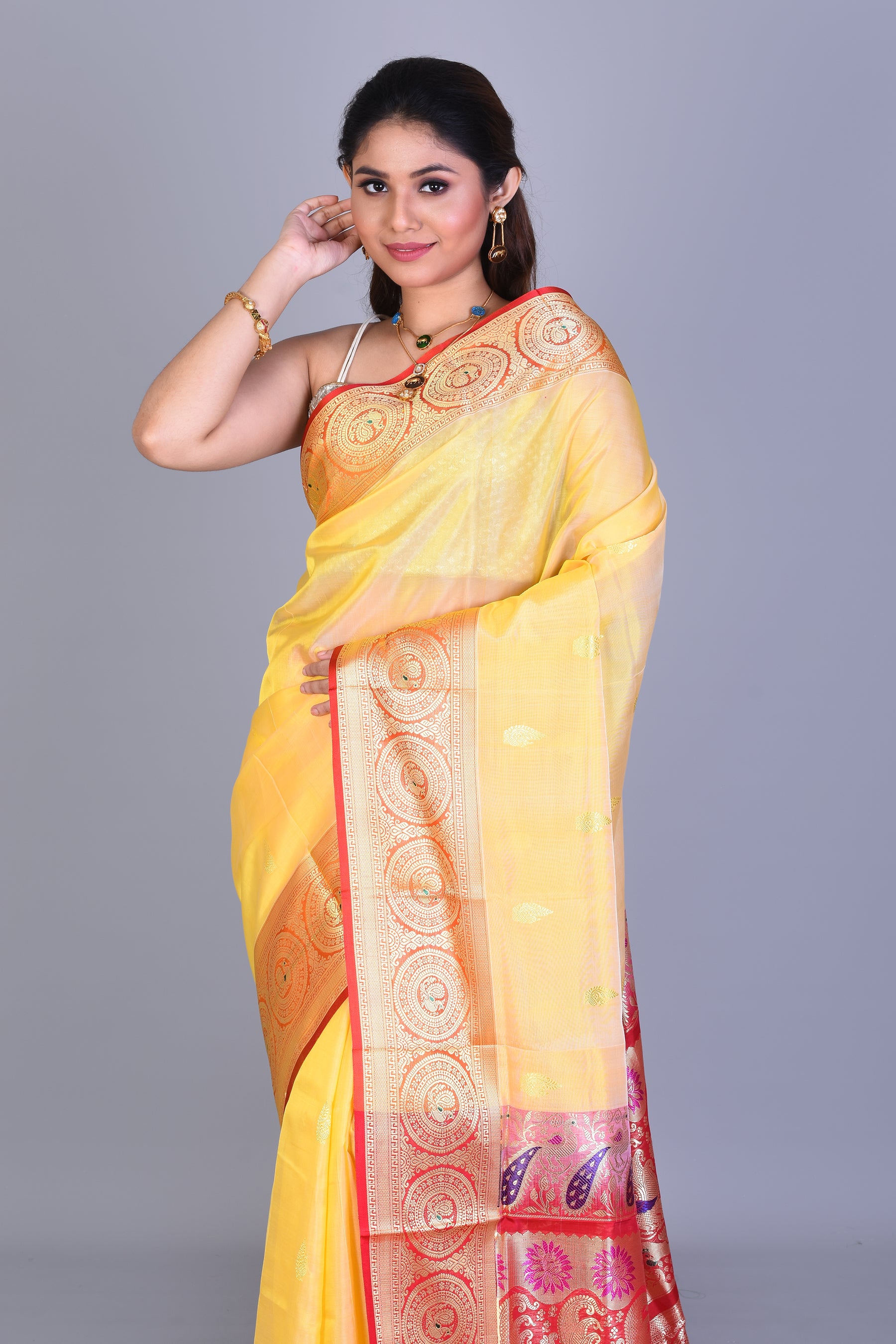 Yellow Pattu Silk Saree with Blouse Piece - Keya Seth Exclusive