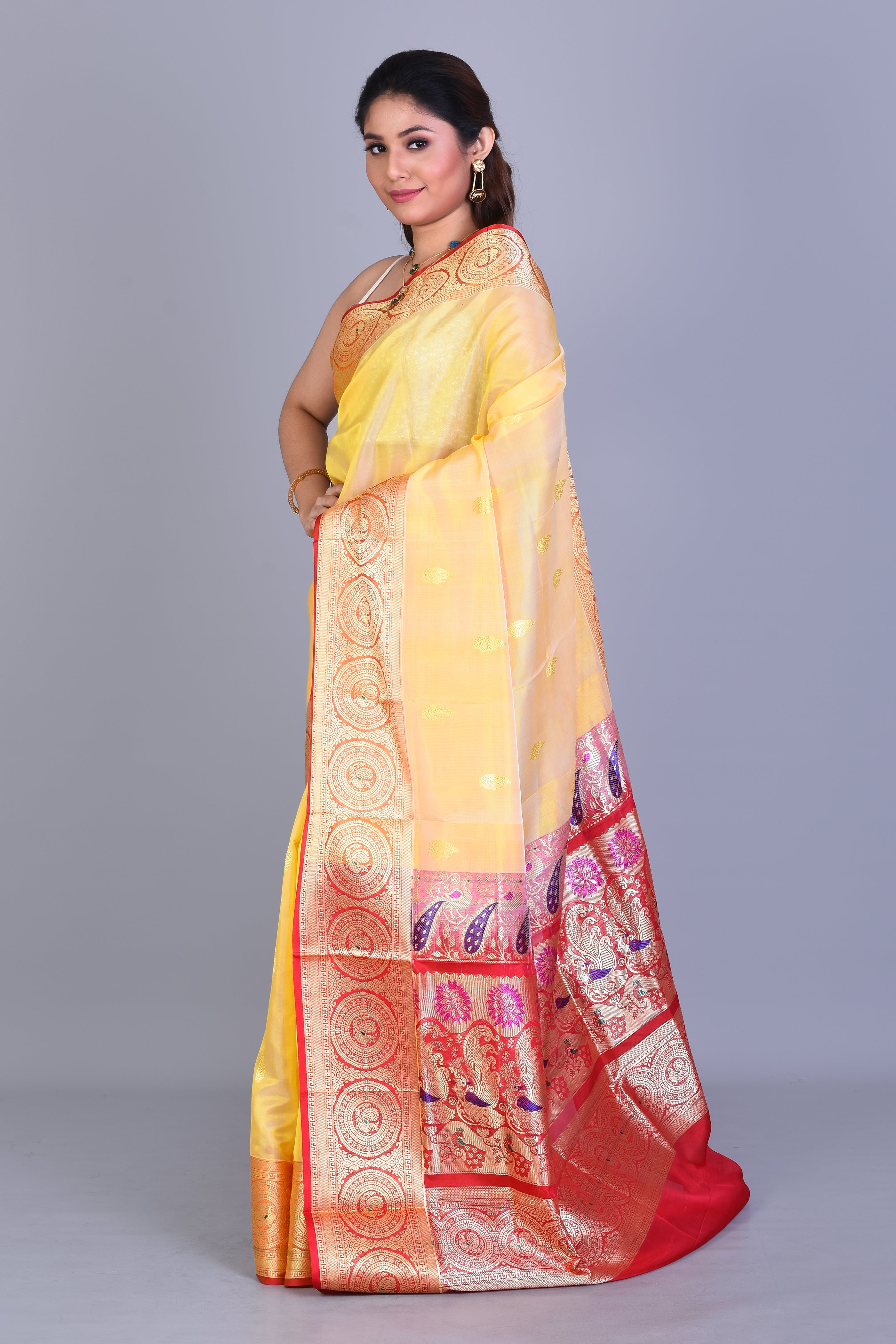 Yellow Pattu Silk Saree with Blouse Piece - Keya Seth Exclusive