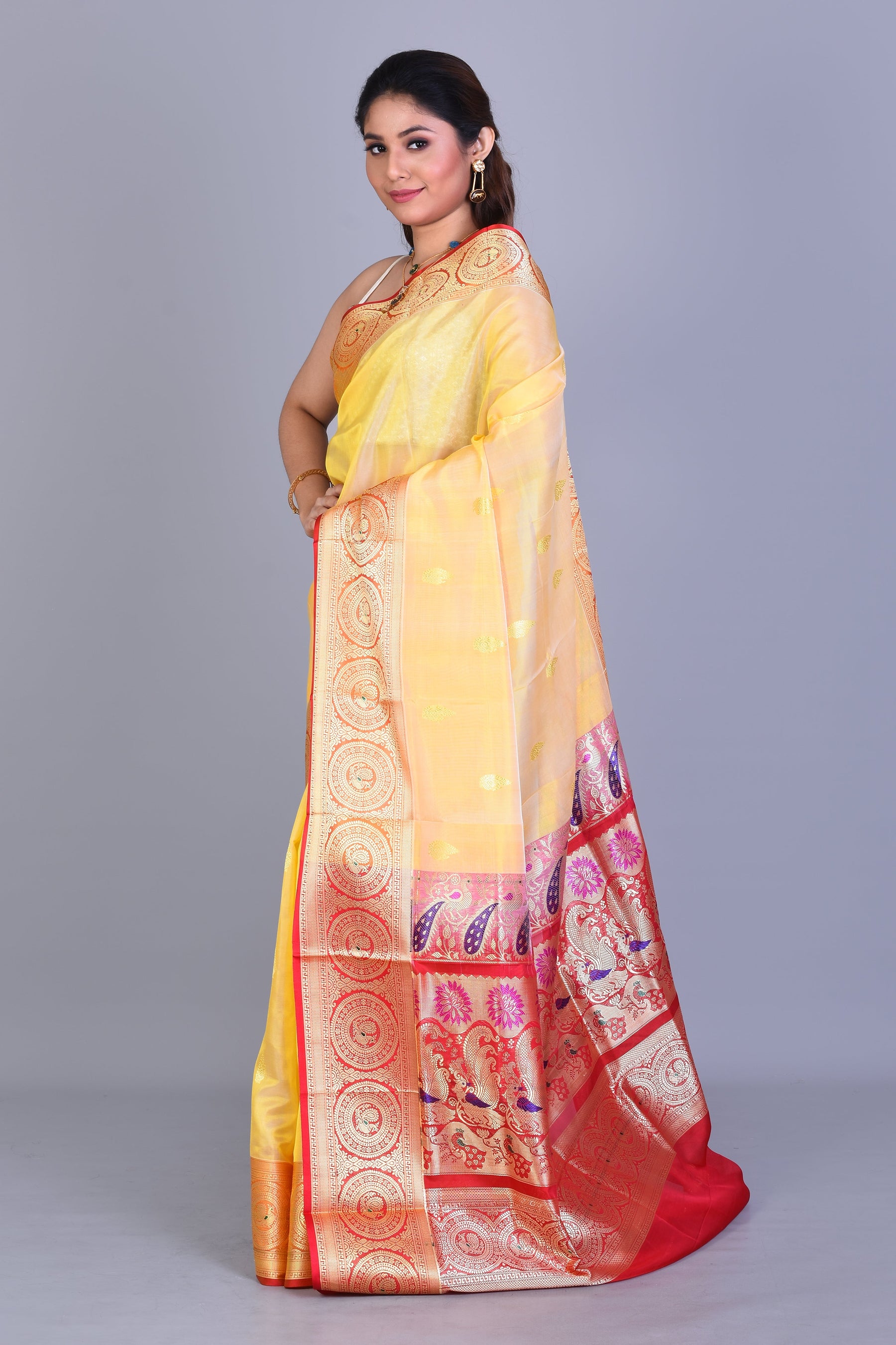 Yellow Pattu Silk Saree with Blouse Piece - Keya Seth Exclusive