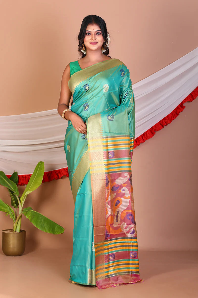 Sea Green Blended Handloom Saree - Keya Seth Exclusive