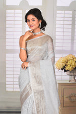 Load image into Gallery viewer, Grey Crushed Tissue Saree - Keya Seth Exclusive
