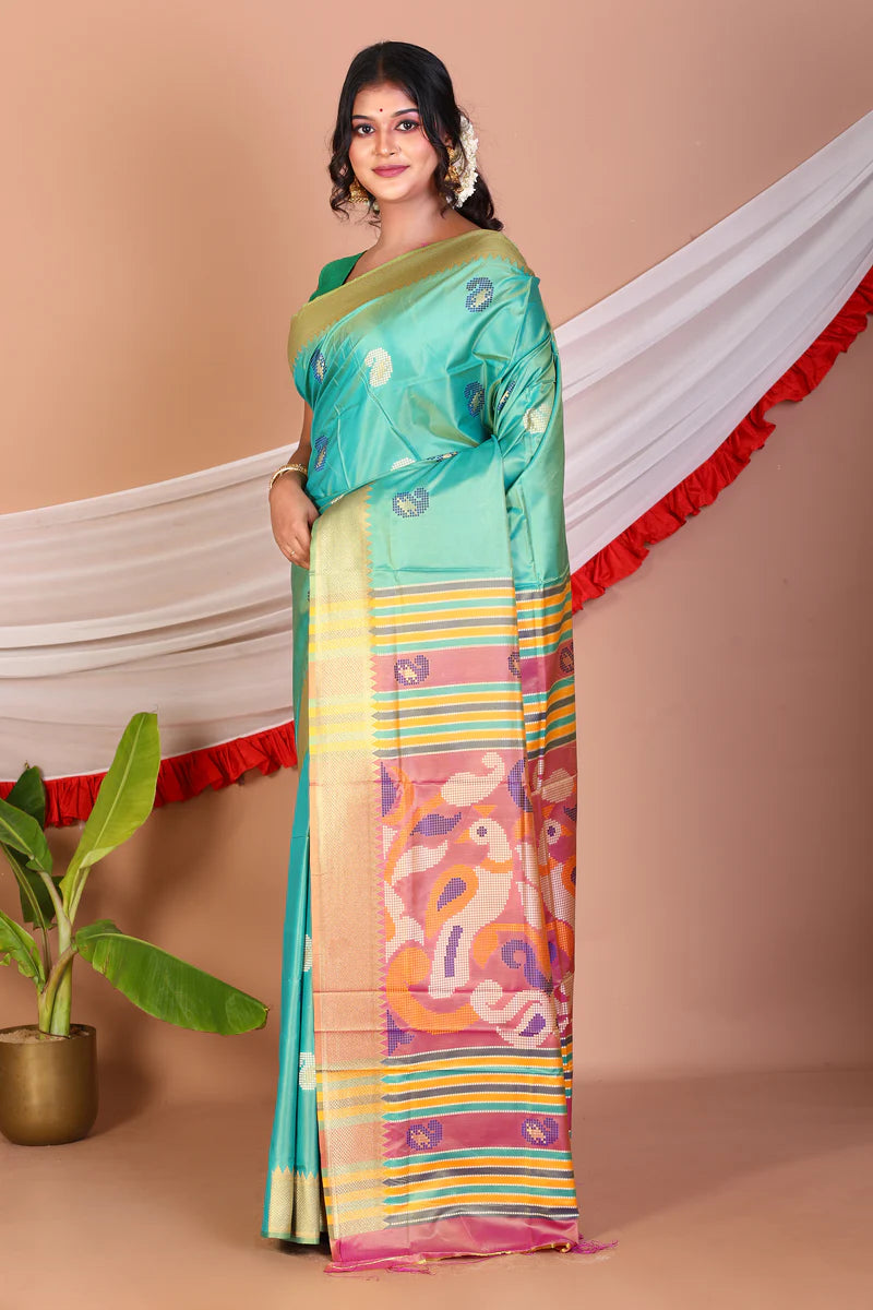 Sea Green Blended Handloom Saree - Keya Seth Exclusive