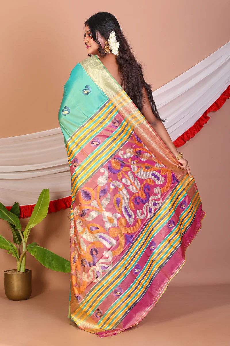 Sea Green Blended Handloom Saree - Keya Seth Exclusive
