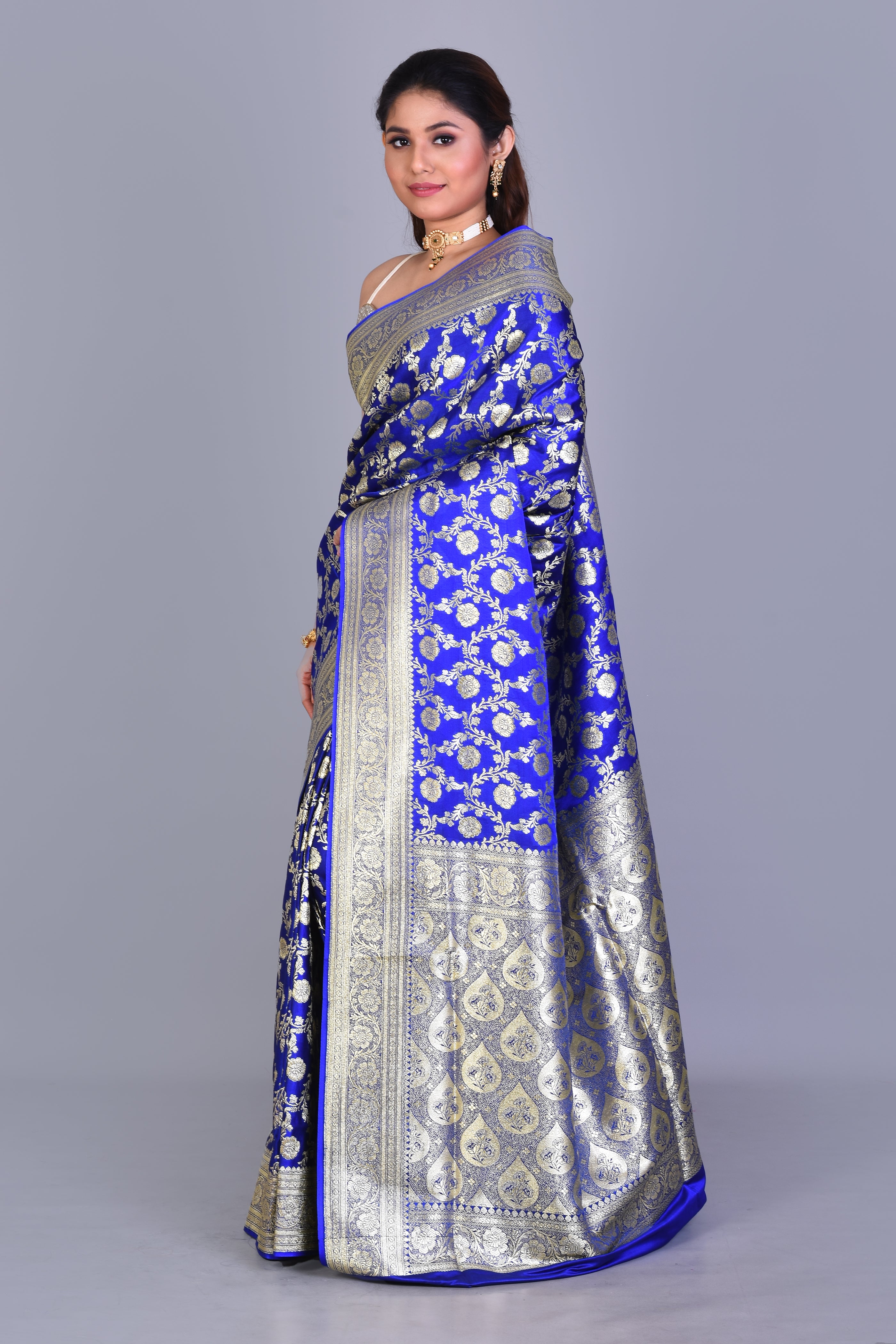 Royal Blue Banarasi Saree with Blouse Piece - Keya Seth Exclusive