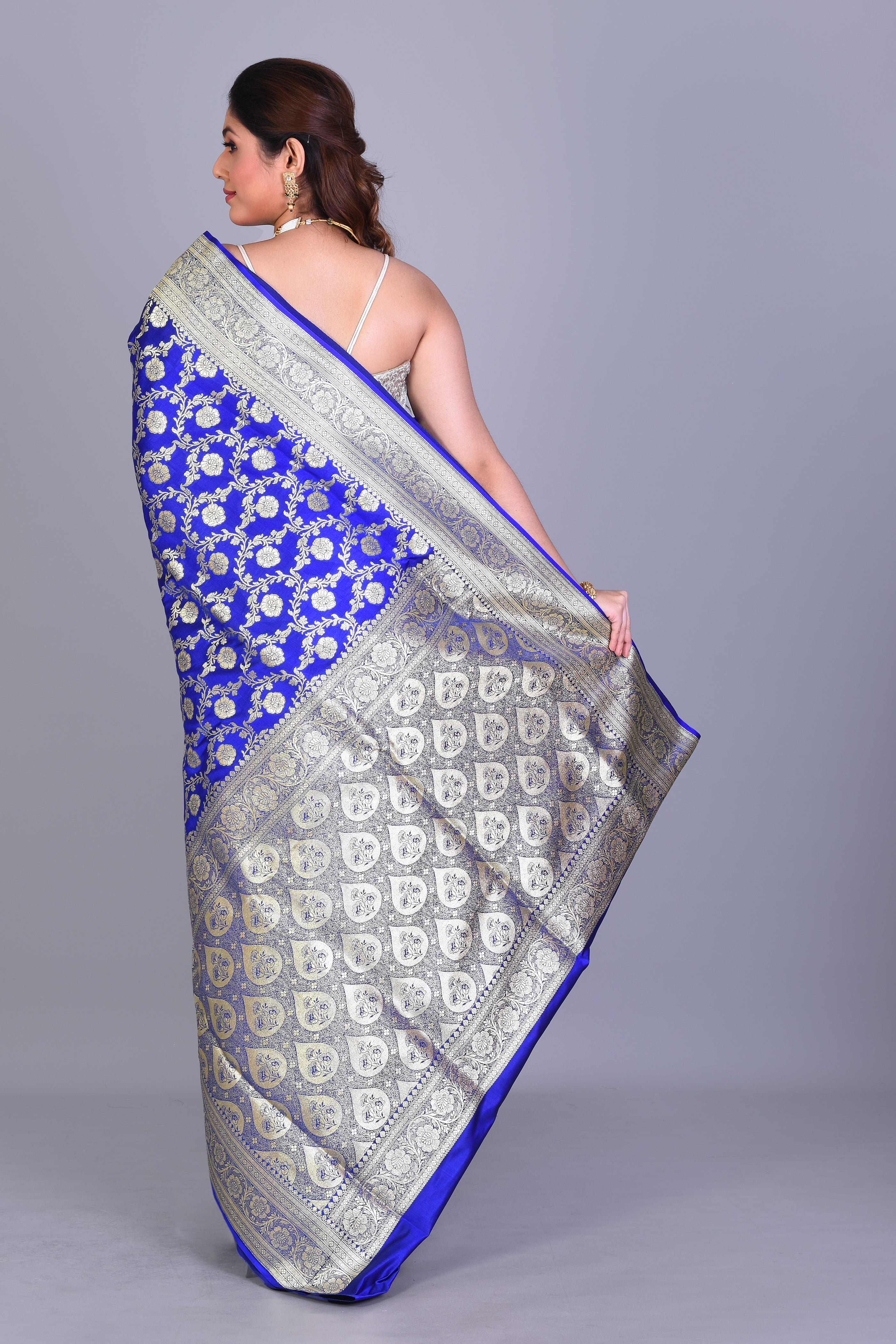 Royal Blue Banarasi Saree with Blouse Piece - Keya Seth Exclusive