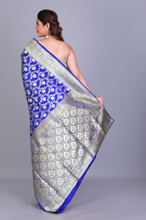 Royal Blue Banarasi Saree with Blouse Piece - Keya Seth Exclusive