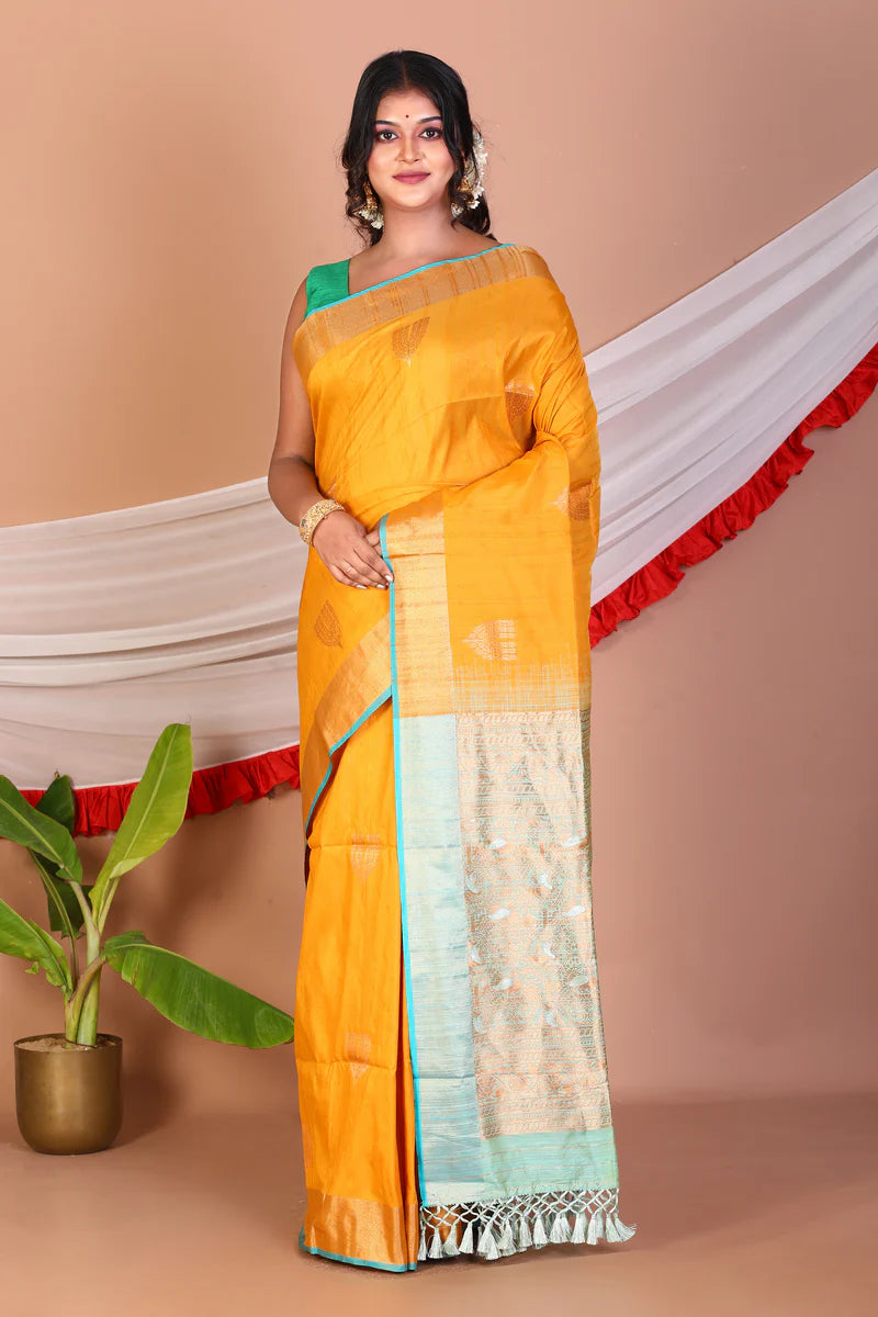 Mustard Blended Handloom Saree - Keya Seth Exclusive