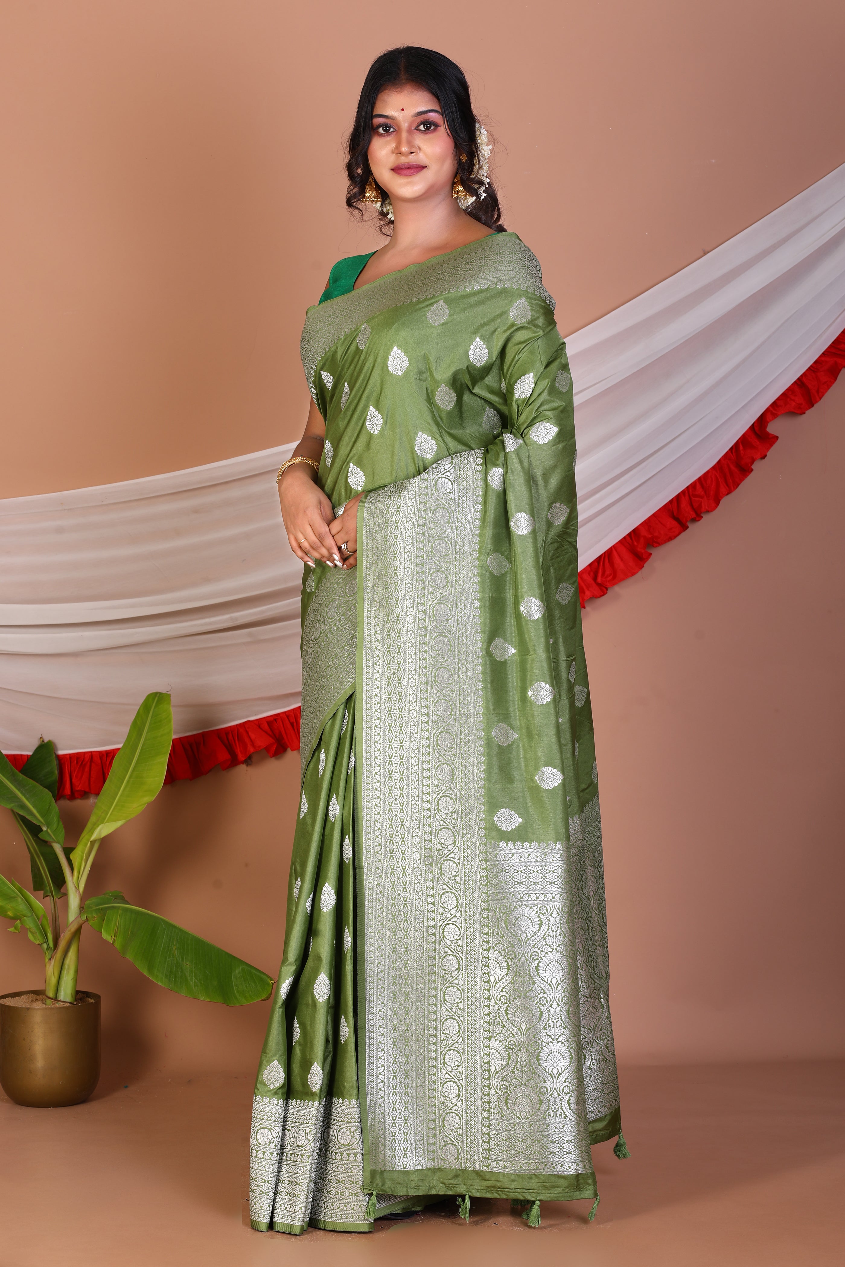 Green Blended Silk Saree - Keya Seth Exclusive