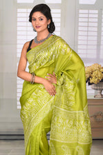 Load image into Gallery viewer, Olive Green Semi Silk Saree - Keya Seth Exclusive
