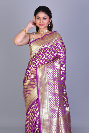 Magenta Banarasi Saree with Blouse Piece - Keya Seth Exclusive