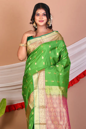 Leaf Green Pure Kanjivaram Silk Saree - Keya Seth Exclusive