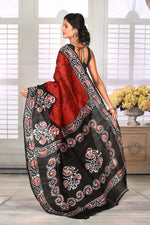 Load image into Gallery viewer, Red Black Batik Semi Silk Saree - Keya Seth Exclusive
