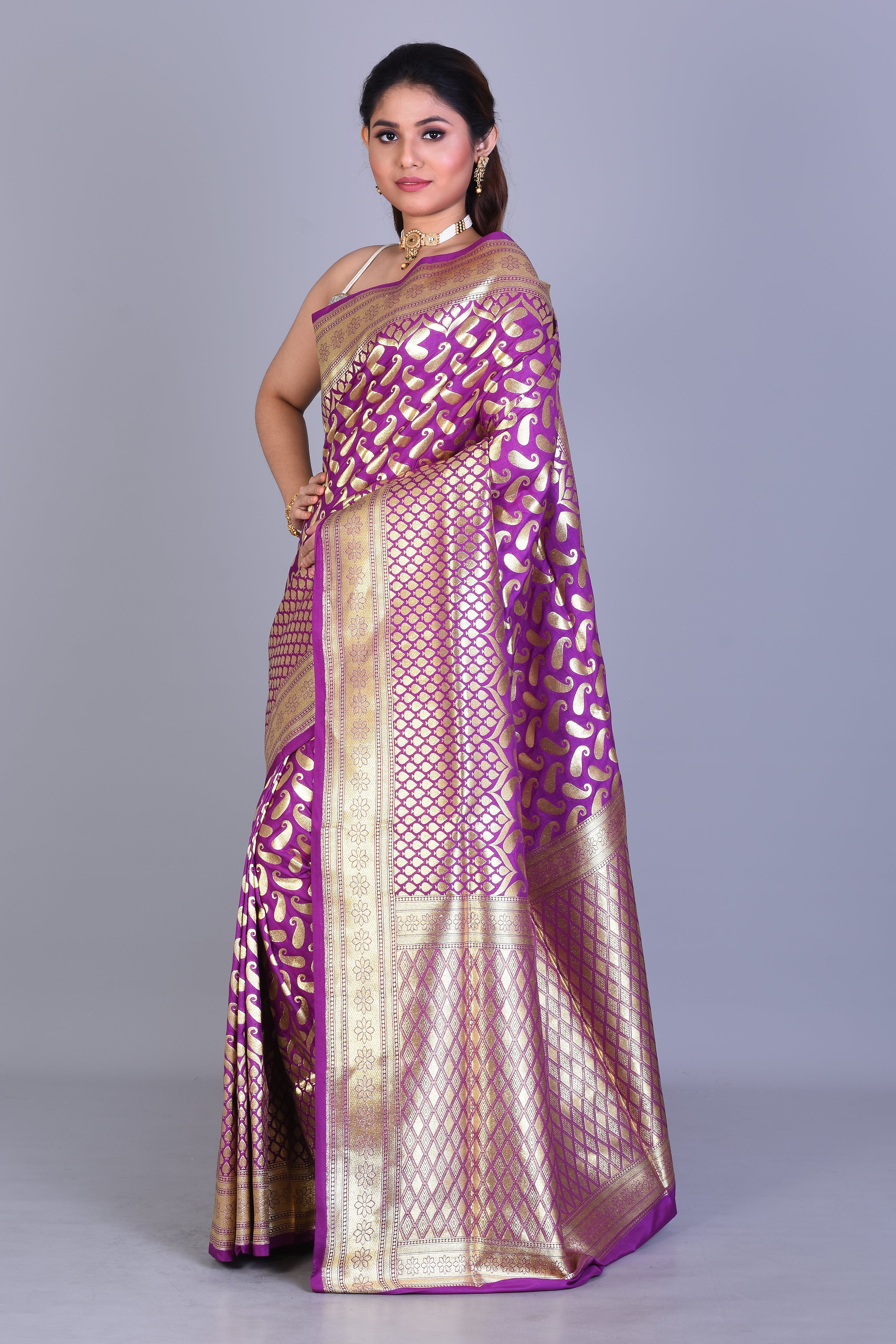 Magenta Banarasi Saree with Blouse Piece - Keya Seth Exclusive