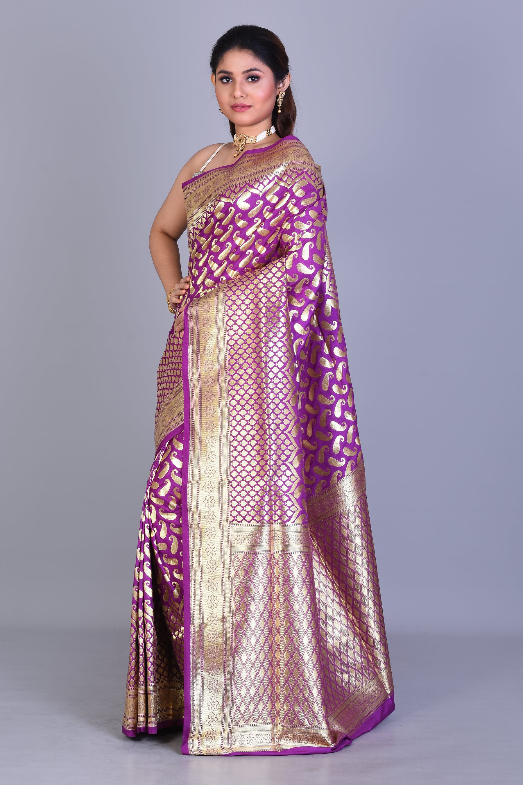 Magenta Banarasi Saree with Blouse Piece - Keya Seth Exclusive