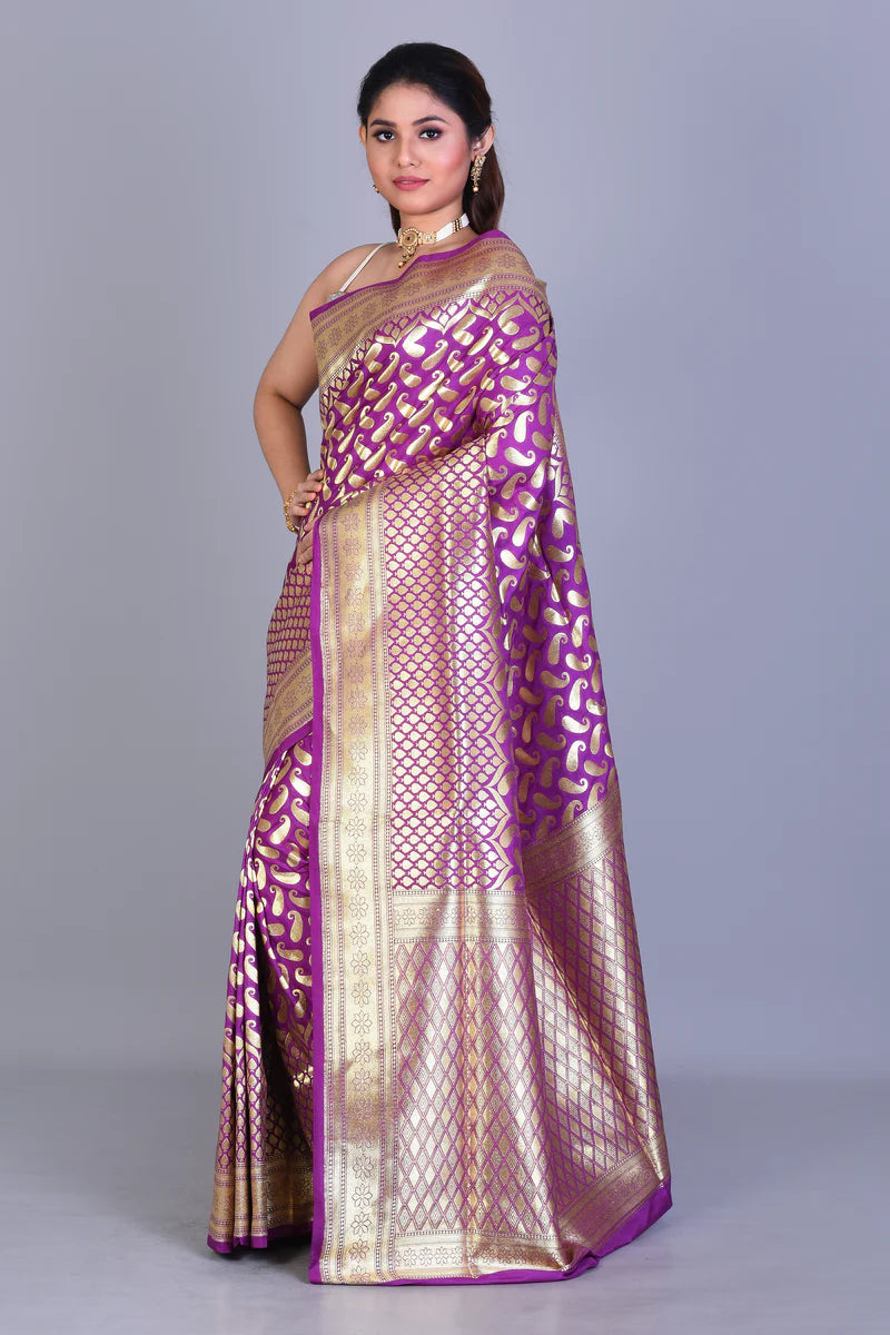 Magenta Banarasi Saree with Blouse Piece - Keya Seth Exclusive