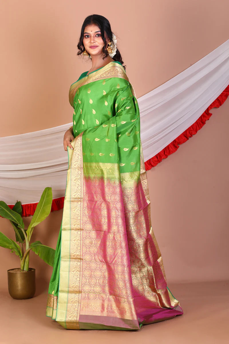Leaf Green Pure Kanjivaram Silk Saree - Keya Seth Exclusive