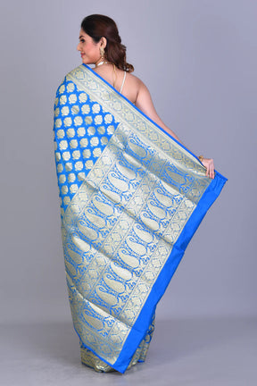 Bright Blue Half & Half Banarasi Saree with Blouse Piece - Keya Seth Exclusive
