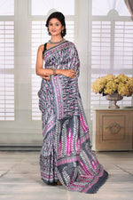 Load image into Gallery viewer, Grey Pink Printed Semi Silk Saree - Keya Seth Exclusive
