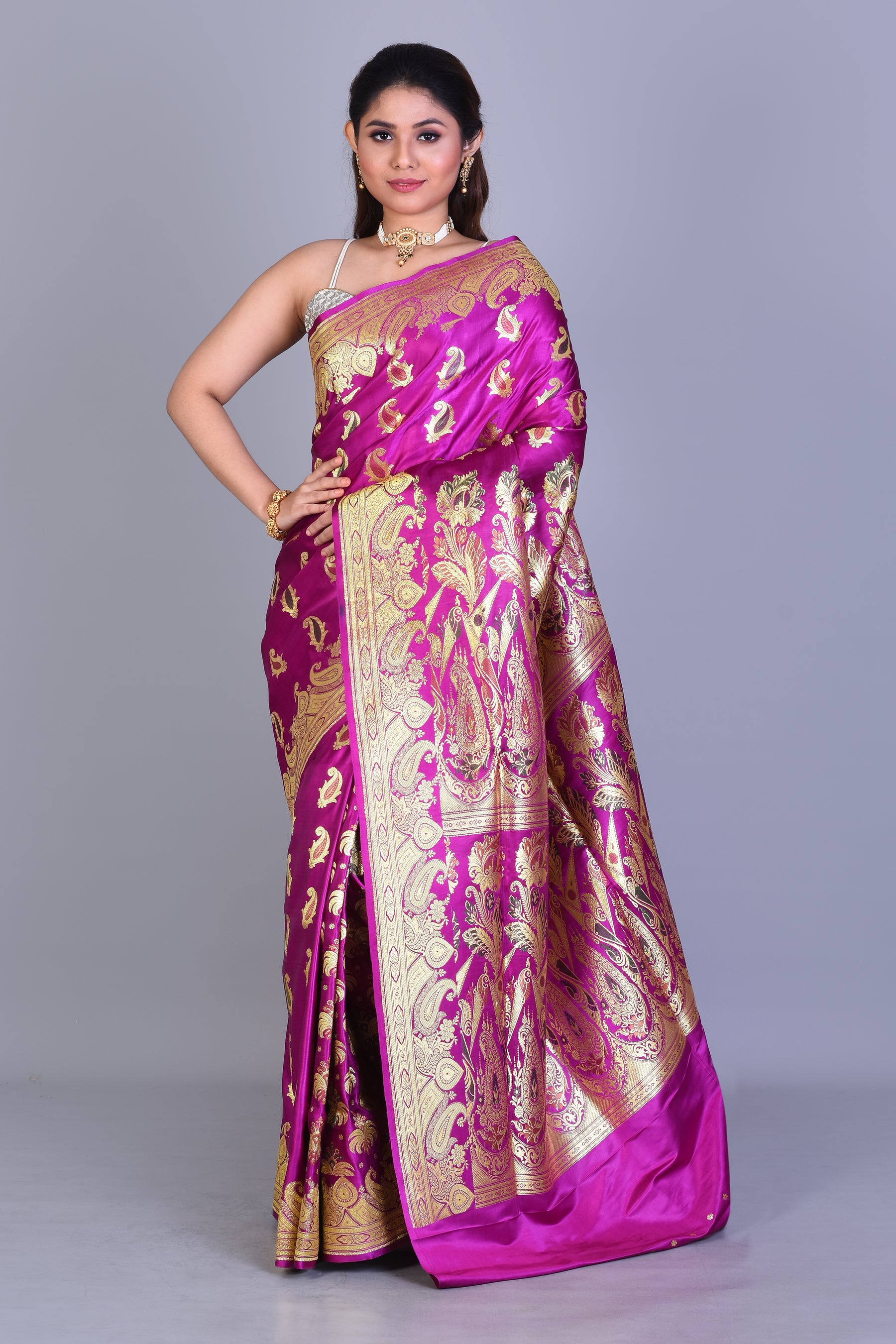 Magenta Banarasi Saree with Blouse Piece - Keya Seth Exclusive