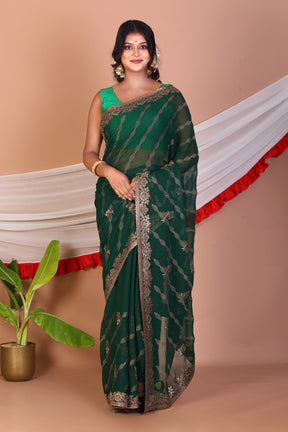 Green Blended Khaddi Saree - Keya Seth Exclusive