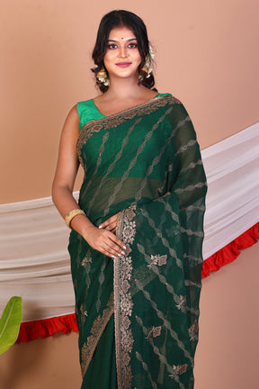 Green Blended Khaddi Saree - Keya Seth Exclusive