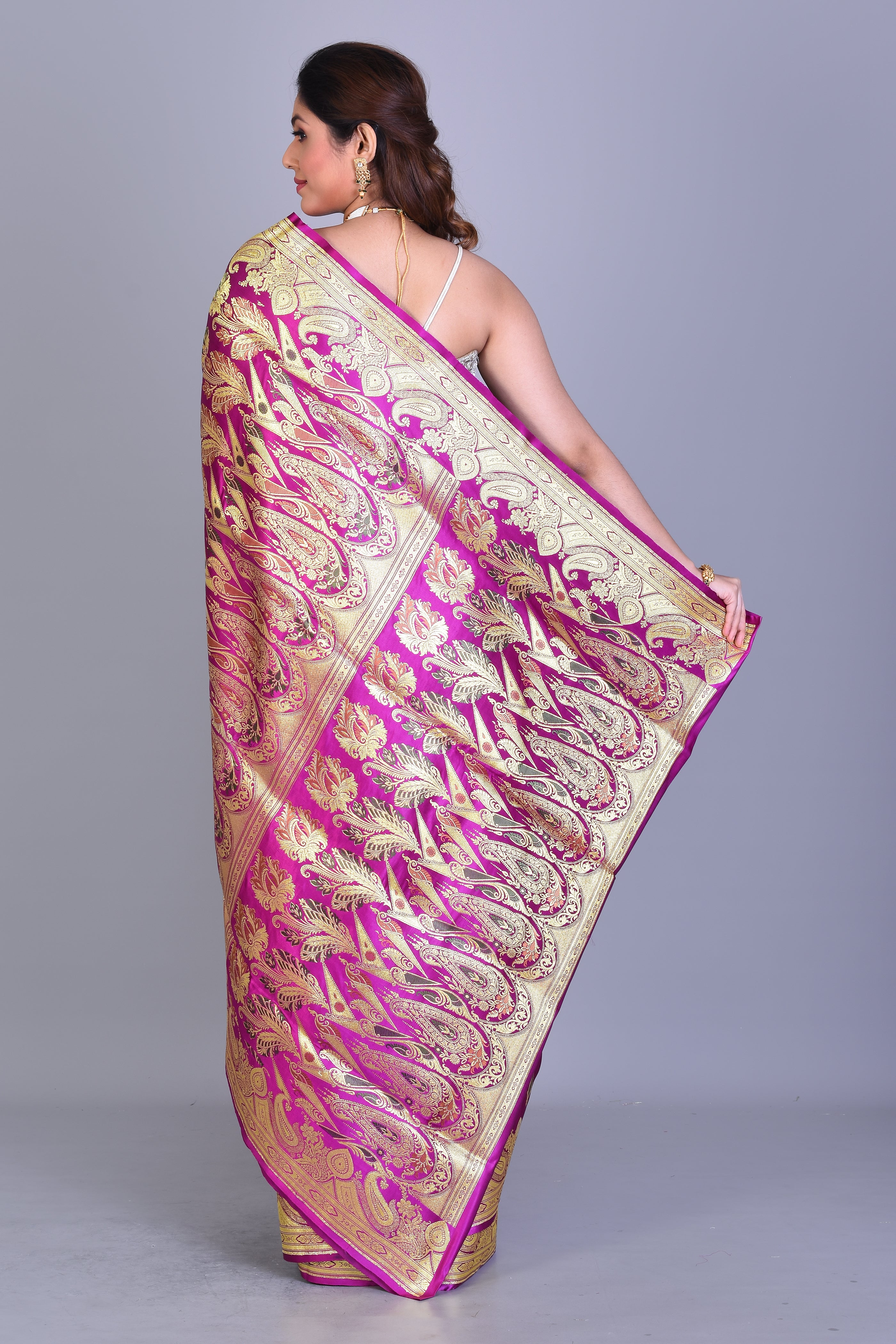 Magenta Banarasi Saree with Blouse Piece - Keya Seth Exclusive