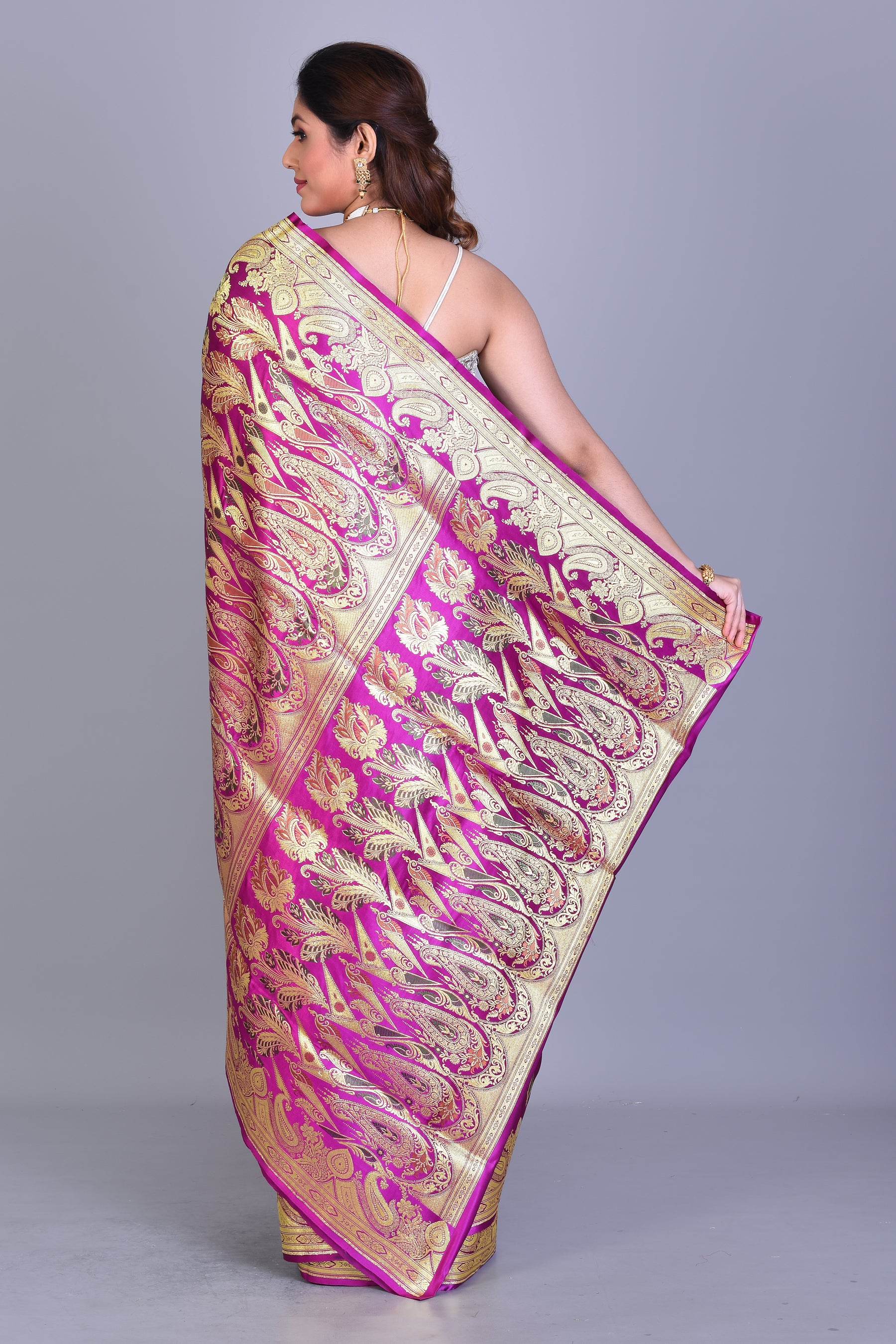 Magenta Banarasi Saree with Blouse Piece - Keya Seth Exclusive