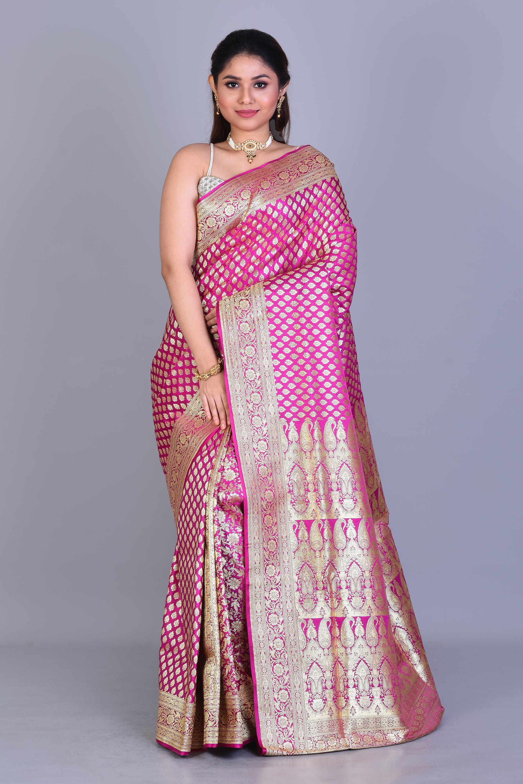 Pink Patli Pallu Banarasi Saree with Blouse Piece - Keya Seth Exclusive