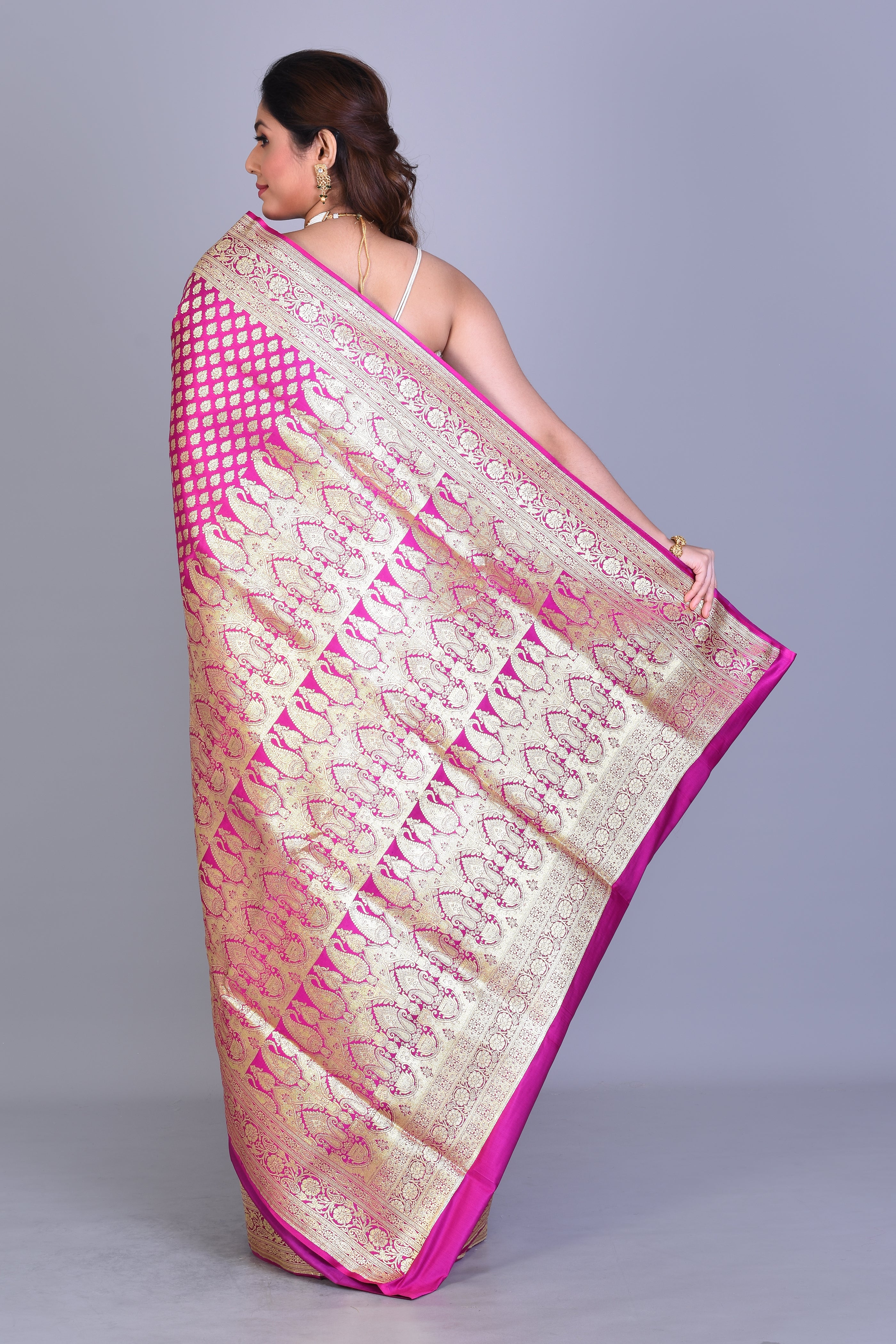 Pink Patli Pallu Banarasi Saree with Blouse Piece - Keya Seth Exclusive