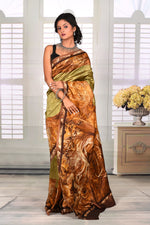 Load image into Gallery viewer, Green Rust Printed Semi Silk Saree - Keya Seth Exclusive
