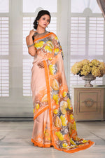 Load image into Gallery viewer, Cream Floral Printed Semi Silk Saree - Keya Seth Exclusive
