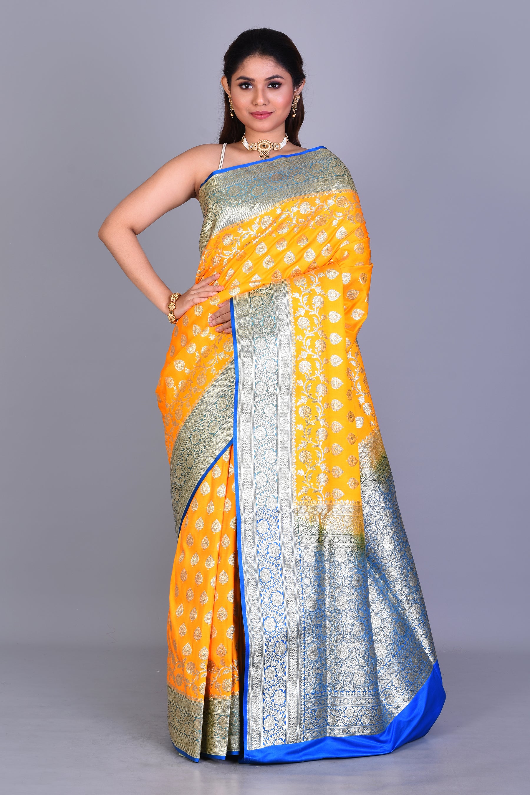 Yellow Banarasi Saree with Blouse Piece - Keya Seth Exclusive